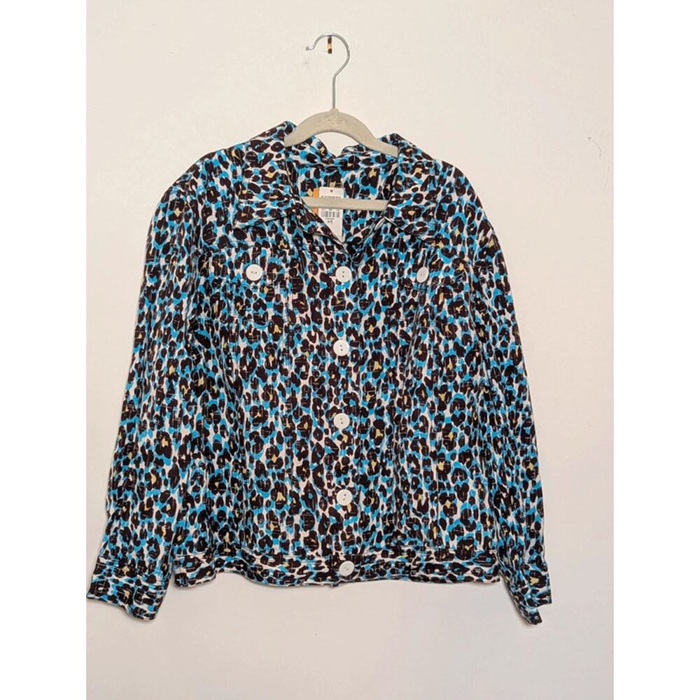 Ruby Rd. Women's Leopard Print Linen Blend Jacket Size Small